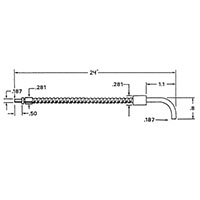 24 Inch (in) Length Straight End and One 90 Degree Bend Stainless Steel Fiber Optic Cable (111-000-0331)