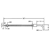 36 Inch (in) Length Straight End and One 90 Degree Bend Stainless Steel Fiber Optic Cable (111-000-0341)